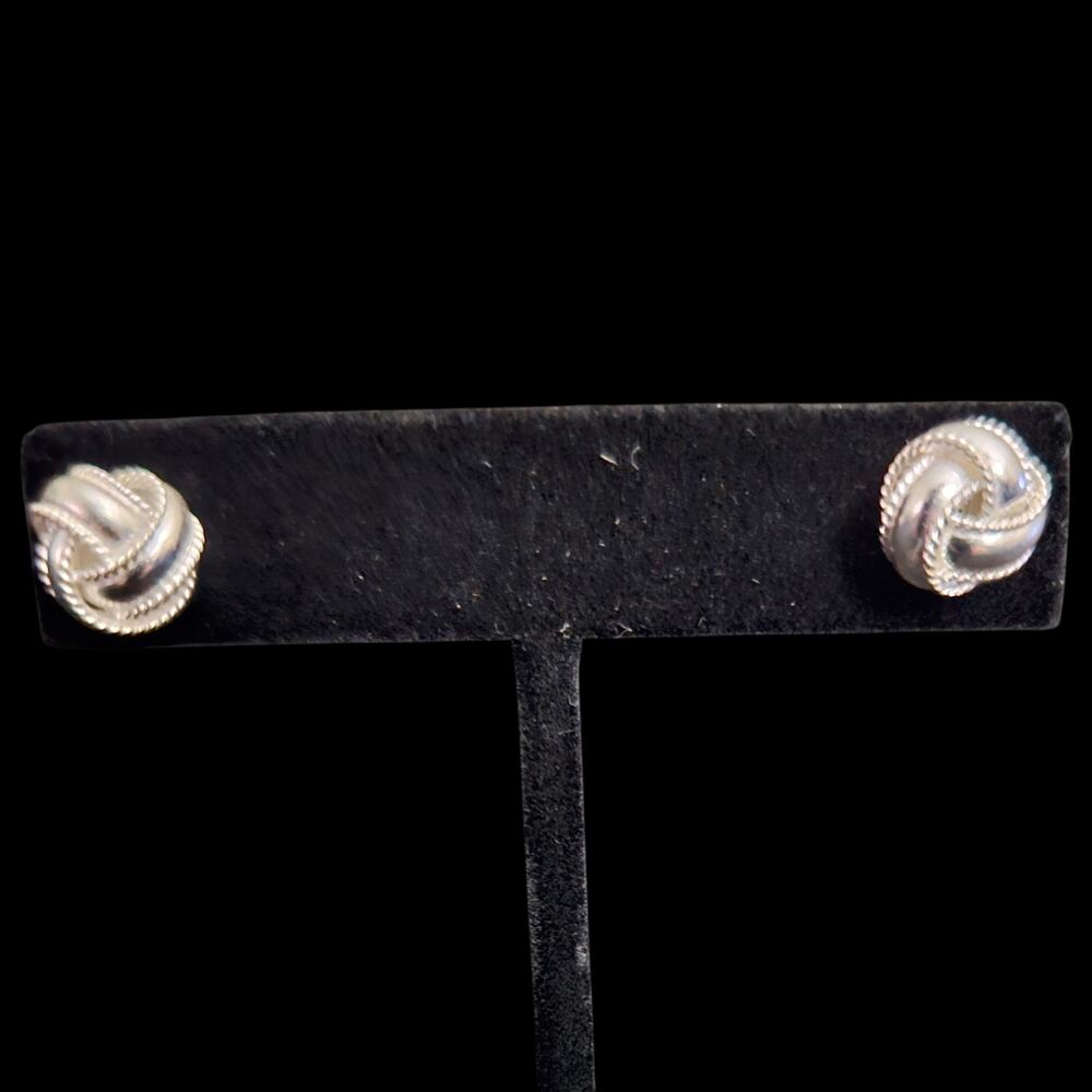 MJM Sterling Silver Knot Stud Earrings Rope Twist Ball Post Earrings